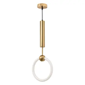 Lampe led suspendue en fer et doré au design simpliste, luminaire décoratif d'intérieur, idéal pour une table de chevet