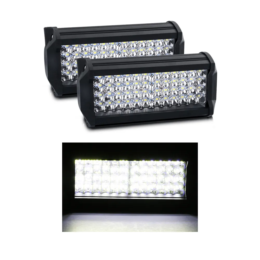 Tira de luces LED de 7 pulgadas, 48 unidades, 144W, foco de cuatro filas, Chips de alta intensidad, lámpara superbrillante de 6000K