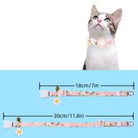 Collier de sécurité en coton pour chat avec lumières, motif marguerite, support AirTag, anti-étranglement sûr pour chaton et petit chien, usage quotidien en extérieur