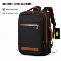 Sac à dos pour ordinateur portable avec logo personnalisé, 15,6 pouces, sac de voyage d'affaires, grande capacité, sac à dos pour ordinateur avec port USB pour hommes et femmes
