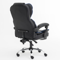 Chaise de bureau ergonomique confortable avec support lombaire et repose-pieds en similicuir PVC noir
