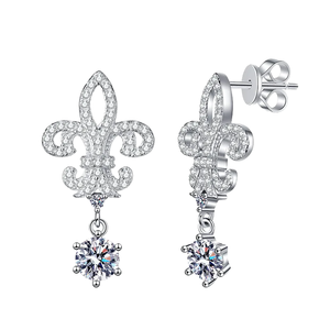 Pendientes de Boda para Mujer, Diseño Minimalista con Corona, Plata S925, Moissanita de 1 Quilate, Corte Brillante, Certificación GRA, de Luxira Jewels - Product Image 4