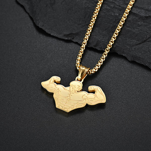 Customized Men's <b>Titanium</b> Steel Pendant Necklace Bodybuilding Men's Trendy Necklace - Product Image 2