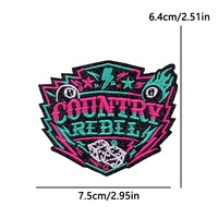 Patch en tissu brodé fluorescent style Western Cowboy, lettrage punk, tête de taureau rose colorée, en stock, transfrontalier