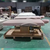 Table de massage électrique pour spa, 3 moteurs, bois, réglable, lit de beauté cosmétique pour spa, avec appui-tête