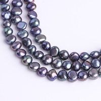 Perles de culture d'eau douce noires baroques de qualité AAAA, plaquées, 6-7 mm, à deux côtés, trou latéral, perles naturelles en vrac, troisième qualité