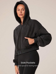 Veste vintage à capuche ample en polaire berbère douce et chaude avec cordon de serrage et poches latérales pour un style décontracté quotidien automne-hiver - Product Image 4