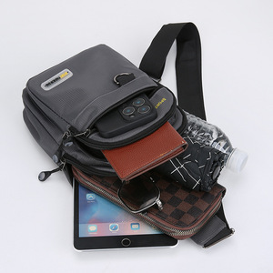 Men's Chest Bag Nylon Waterproof Crossbody Bag For Travel Commuting Gray Black Military Green Dark Blue Solid Color - Product Image 4
