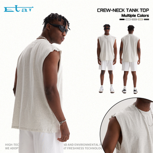 Gilet da <span class=keywords><strong>uomo</strong></span> estivo con Logo personalizzato in cotone bianco <span class=keywords><strong>a</strong></span> coste <span class=keywords><strong>canotta</strong></span> da <span class=keywords><strong>uomo</strong></span> <span class=keywords><strong>canotta</strong></span> corta canottiera senza maniche - Product Image 6