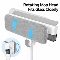 Nettoyeur de vitres double face à récupération d'eau, avec tampon microfibre et bande de décapage, sur perche télescopique, pour nettoyage de vitres, direct usine