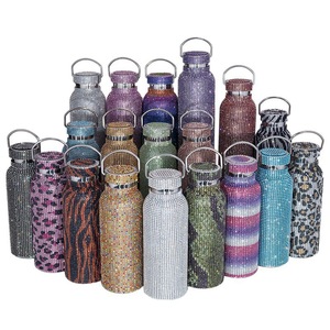 Luxury Bling Rhinestone Stainless Steel Thermal Insulated Water <b>Bottle</b> With Chain Handle Business Gift Cup - Product Image 3
