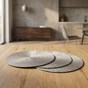 Meilleures ventes 2024, set de table de Noël rond de luxe de 15 pouces, en polyester tissé avec paillettes argentées, écologique, prêt à être expédié, décoration de table - Product Image 3