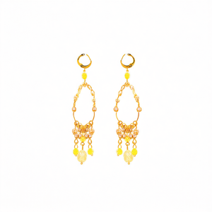 Boucles d'oreilles pendantes tendance en acier inoxydable 316L plaqué or PVD, durables et résistantes, style chandelier à perles jaunes - Product Image 2