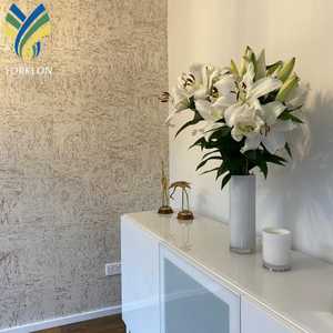 Papier peint personnalisé en 3D avec des arbres de forêt, or blanc, texture de bois naturel, design moderne, imperméable, rouleau de papier peint, murale en liège métallique - Product Image 4