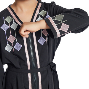New Muslim Kids Girls Zipper Front Open Abaya marocco caftano abbigliamento islamico per bambini Eid Ramadan Jalabiya abito arabo caftano - Product Image 2