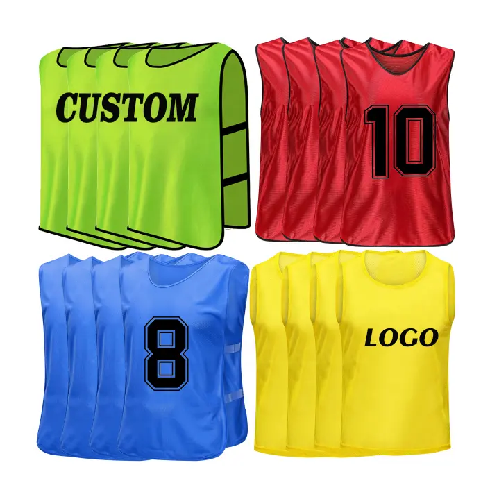 Custom breathable soccer training vest football pinnies Polyester football Vest Mesh Training soccer vest Soccer Bibs