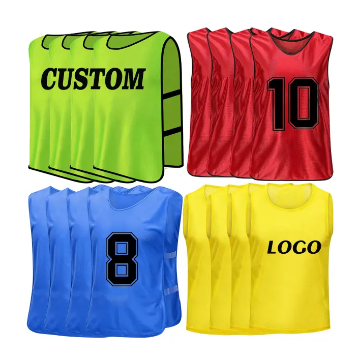 Custom Ademend Voetbaltrainingsvest Voetbal Pinnies Polyester Voetbalvest Mesh Training Voetbalvest Voetbal Slabbetjes