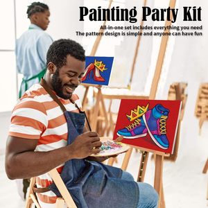 Kits de fête de peinture <span class=keywords><strong>toile</strong></span> pré-dessinée pour adultes pour peinture et Sip Date Night Games pour Couples kit de peinture - Product Image 4