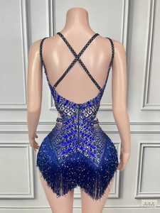 Nuevo Traje <span class=keywords><strong>de</strong></span> Drag Queen para Discoteca, Vestido con Tirantes para Fiesta <span class=keywords><strong>de</strong></span> DJ, Disfraz con Pedrería Plateada y Borlas, Body para Cantante, Ropa <span class=keywords><strong>de</strong></span> <span class=keywords><strong>Jazz</strong></span> para Mujer - Product Image 4