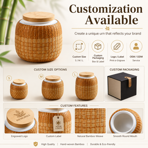 Guci Keramik Anyaman Bambu untuk Anjing/Kucing Kecil-2.7x3.1 Inci Penyegelan Kuat Abu Kremasi Kenang-kenangan Pajangan Rumah - Product Image 6