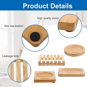 Support à Savon en Bois pour Salle de Bain et Cuisine, Porte-Éponge Cascade en Bambou, Plateau à Savon Personnalisé avec Drain - Product Image 3
