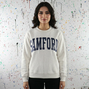 SAMFORD <b>WHITE</b> Vintage Hooded Zipper Sweatshirt 100% Cotton Applique Embroidery Wide Neck Oversized Winter Velour Clush Sports - Product Image 1