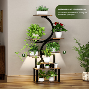 Soporte de plantas de interior de 8 niveles con 5 luces de cultivo, 10 niveles de atenuación gradual, tubo de acero metálico grueso y duradero de 0.8 mm para interiores - Product Image 5
