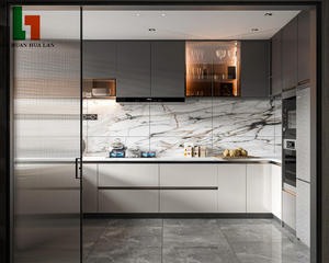 Elegante Juego de Muebles de Cocina de Madera con Horno Empotrado, Estante de Almacenamiento Abierto, Diseño Elegante para Cocina - Product Image 5