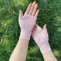 Gants longs sans doigts en dentelle sexy pour femme, style marin, gants mi-doigts en résille, mitaines chauffantes en maille
