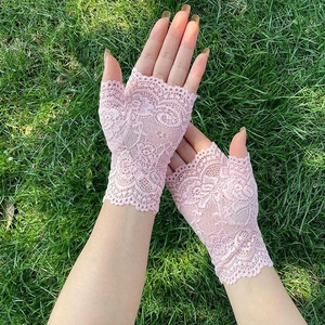 Gants longs sans doigts en dentelle sexy pour femme, style marin, gants mi-doigts en résille, mitaines chauffantes en maille - Product Image 3