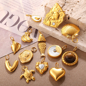 Moda oro fai da te ciondolo ciondolo conchiglia disegno a cuore <span class=keywords><strong>di</strong></span> <span class=keywords><strong>pesce</strong></span> per bracciale collana creazione <span class=keywords><strong>di</strong></span> gioielli - Product Image 2