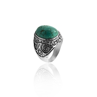 Bagues de couleur Turquoise pour femme et homme, anneau en alliage de Zinc, argent, tungstène, titane, Vintage, style bohème, fête, quotidien
