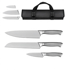 Ensemble de 4 couteaux de chef faits à la main en acier inoxydable avec collection de couteaux à découper et à trancher de qualité supérieure, étui en cuir inclus - Product Image 4