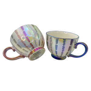 Custom Hand Painted Electroplated Colorful <b>Cups</b> Arabic Tea <b>Cups</b> <b>Set</b> Flower Mug Ceramic Coffee Gift Mugs with logo - Product Image 4