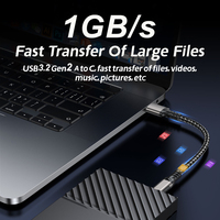 Kabel Data USB Tipe C, kabel USB Tipe C 10Gbps, Transfer Data kabel tipe-c 3.2 Gen2, kabel Hard Disk 3A PD 60W, QC 3.0, pengisian cepat
