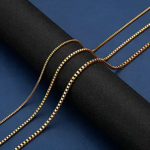 Wholesale High Quality 1.5mm 2mm 2.5mm 3mm 316 Stainless Steel 18K Gold Plated Box Chain Necklace for Men Women