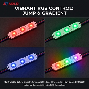 Module LED RGB à basse tension DC 12V, lentille optique large de 160 degrés pour un éclairage uniforme, et circuit imprimé en aluminium pour une dissipation thermique supérieure - Product Image 5