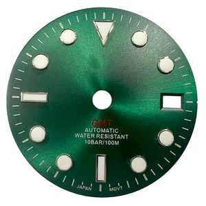 Fabrikant <span class=keywords><strong>Custom</strong></span> S-Logo Hoge Kwaliteit 28.5Mm Gmt Blauw-Groen Lichtgevende Horloge Wijzerplaat Geschikt Nh34 Bewegingen Horloge Wijzerplaat - Product Image 5