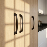 Poignée de meuble moderne conique en aluminium noir mat 76/96/128/160mm pour tiroir de cuisine, commode, durable et antirouille