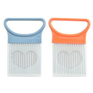 Support à oignon en acier inoxydable, poignée de 8 cm, dents de 6 cm, bleu, coupe-légumes multifonctionnel, outil de cuisine facile à nettoyer - Product Image 2