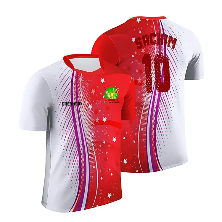 昇華した新しいモデルのスポーツTシャツデジタルクリケットユニフォーム、カスタムクリケットデジタルプリントユニフォーム