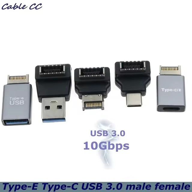 10Gbps Type-E to TYPE-C USB 3.0 Male to Female 90 Degree Right Angle Front USB-C USB3.1/3.0 Computer Motherboard PCI Adapter