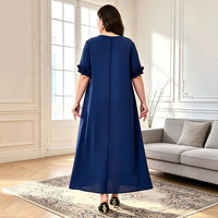 Robe longue élégante pour femmes grandes tailles, respirante, en dentelle, à fleurs, col en V, manches courtes, coupe décontractée, pour le bureau