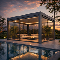 Pergola moderne de luxe en alliage d'aluminium pour l'extérieur, avec toit motorisé et lames orientables, idéale pour balcon
