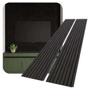Akupanel décoratif pour murs et plafonds intérieurs Panneau d'isolation phonique en bois MDF plaqué chêne noir Panneaux muraux acoustiques en lattes de bois - Product Image 1