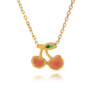 J & <span class=keywords><strong>D</strong></span> Collana in acciaio inossidabile 18K placcato <span class=keywords><strong>oro</strong></span> 18K collana alla moda romantica con ciondolo in smalto arancione - Product Image 6