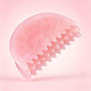 Peigne Gua Sha en pierre naturelle personnalisé avec logo, masseur de cuir chevelu en quartz rose et jade, outil d'<span class=keywords><strong>acupuncture</strong></span> pour la tête - Product Image 3