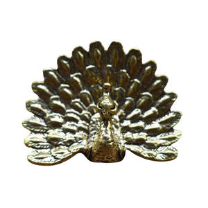 تمثال طاووس نحاسي للمكتب، زخرفة طاووس بحاجز مفتوح، حرف نحاسية منحوتة، تحف برونزية قديمة بالجملة - Product Image 1