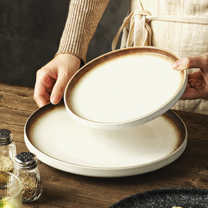 Nuevo plato de cena de bistec de lado redondo de estilo japonés y occidental de primera calidad plato de restaurante plano para <span class=keywords><strong>desayuno</strong></span> y fiesta diseño japonés - Product Image 4