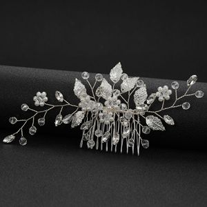 Wholesale Crystal Pearl Hair Comb Clip Pin Leaf Handmade Headband for Women Bride <b>Wedding</b> <b>Accessories</b> Jewelry - Product Image 4